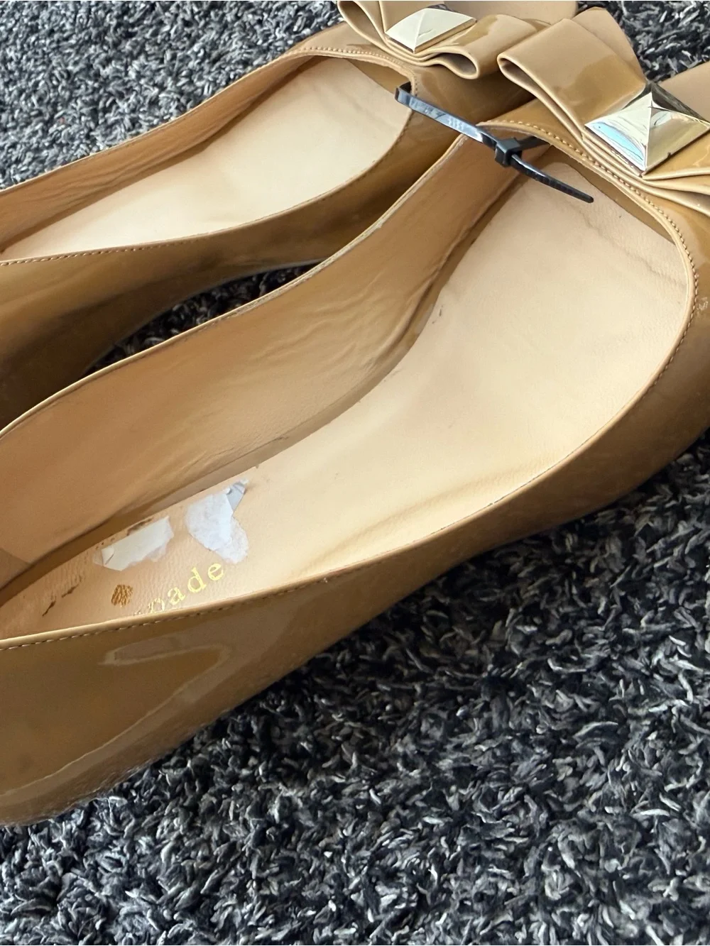 kate spade Patent Leather Ballet Flats in Tan/Mustard